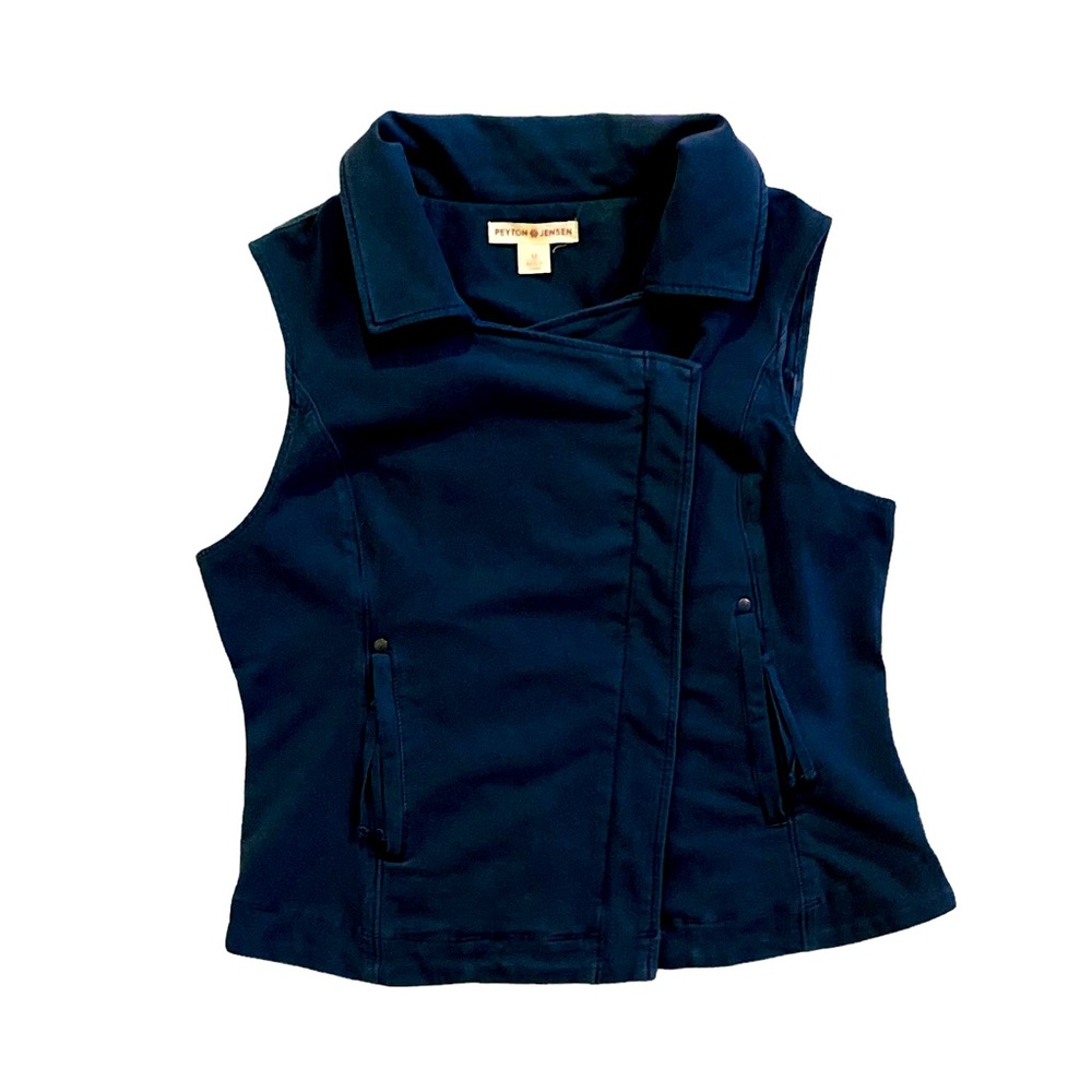 PEYTON JENSEN Navy Blue Utility Itasca Vest Pockets Zip Women's Size Medium